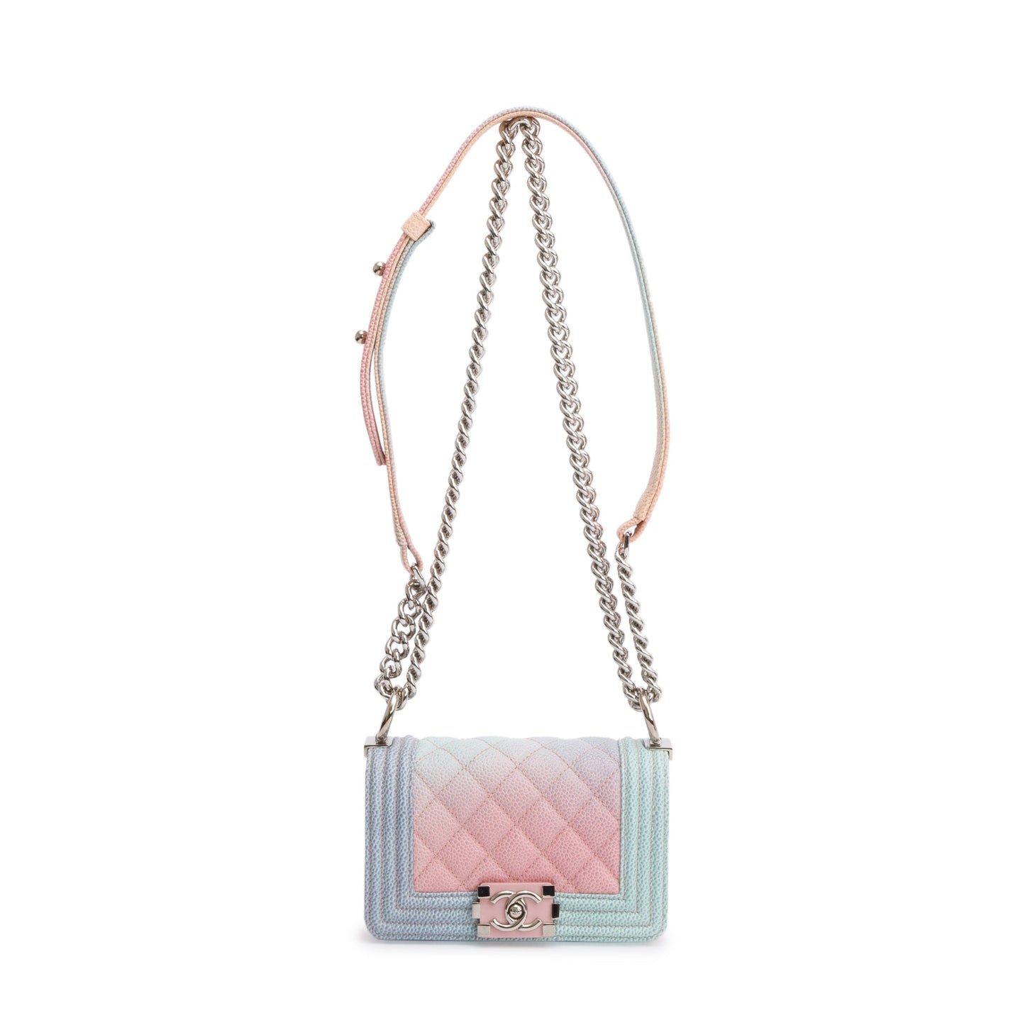 Chanel Rainbow Caviar Leather Mini Boy Flap Bag w/ Authenticity Card