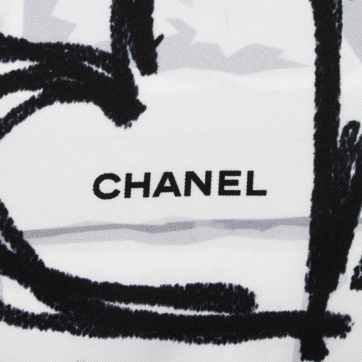 Chanel Silk Make Fashion Not War Graffiti 90cm Scarf (SHF-YD4Jrm)
