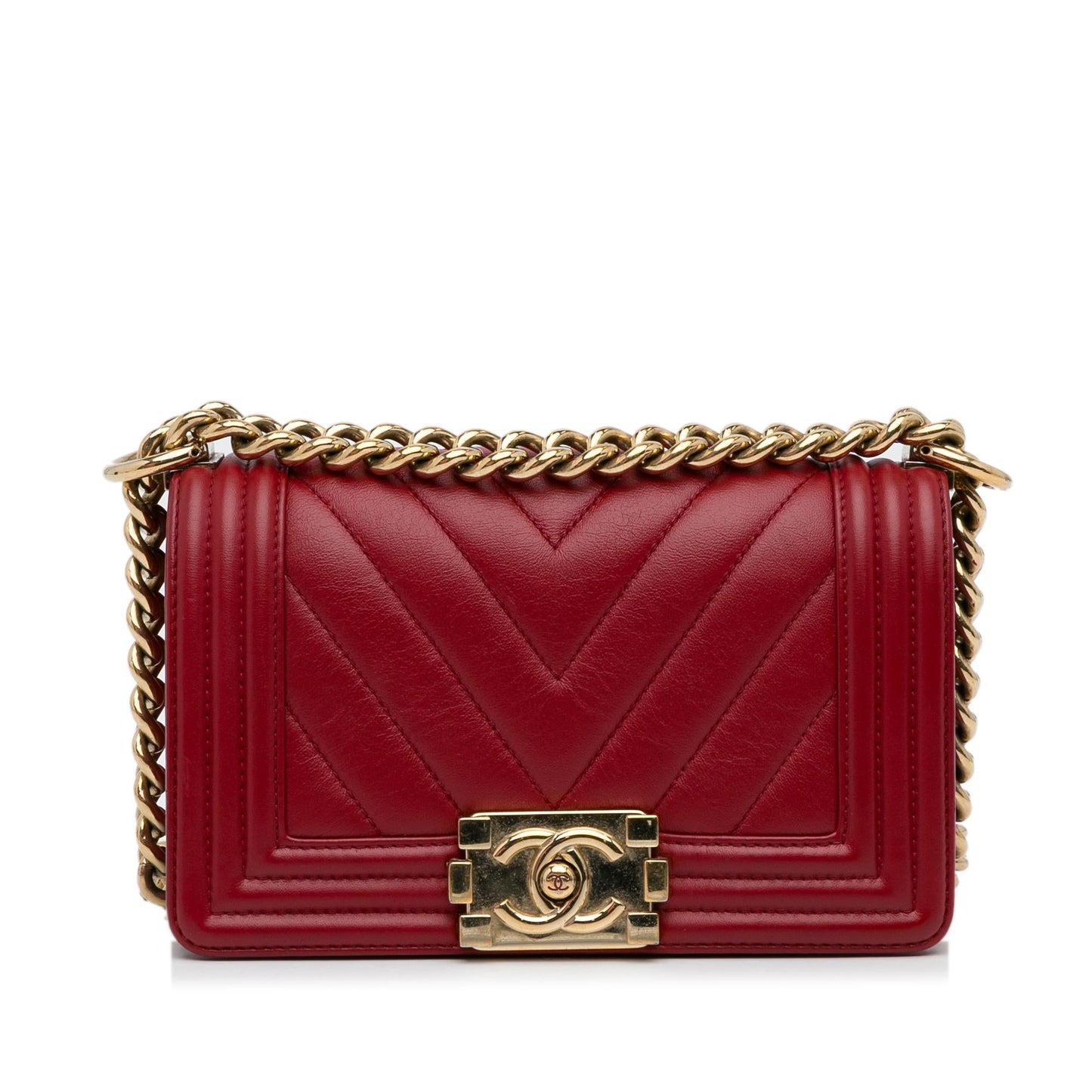 Chanel Small Calfskin Chevron Boy Flap (SHG-ZrUBHf)