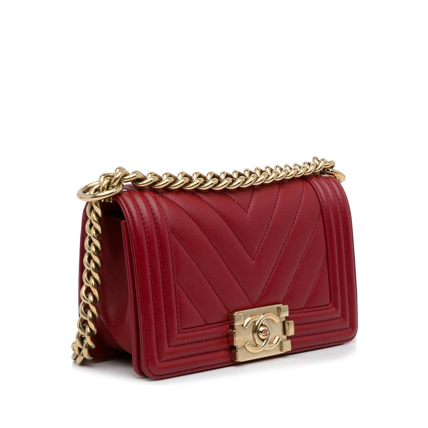 Chanel Small Calfskin Chevron Boy Flap (SHG-ZrUBHf)