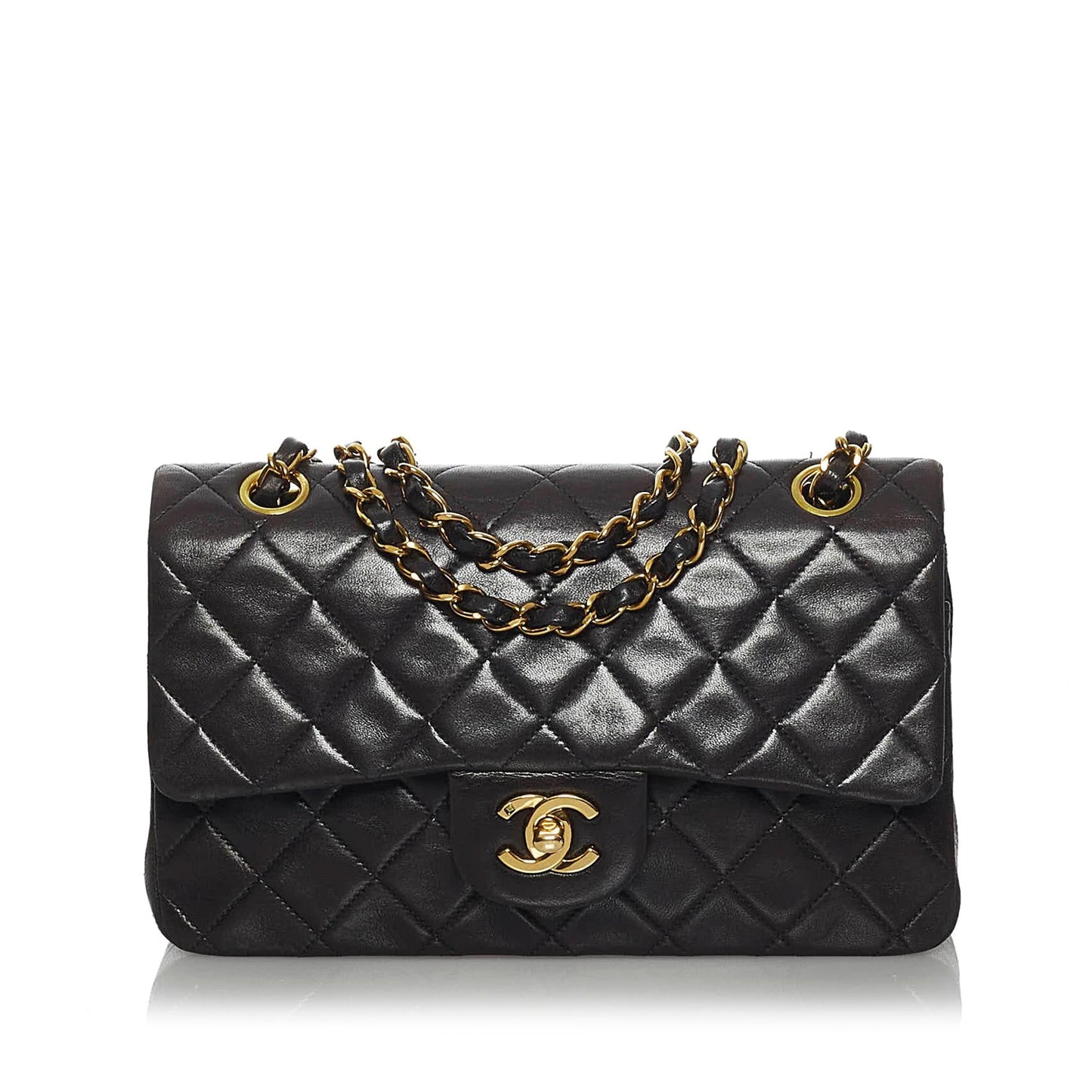Chanel Small Classic Lambskin Leather Double Flap Bag (SHG-34199)