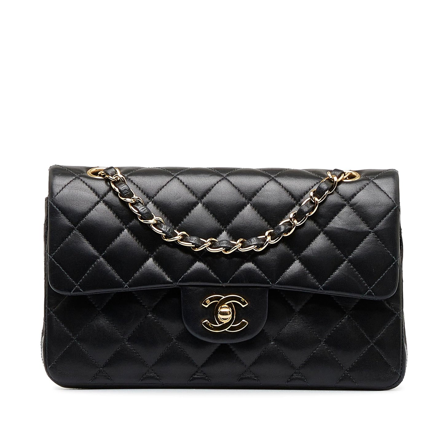 Chanel Small Classic Lambskin Leather Double Flap Bag (SHG-acYIYl)