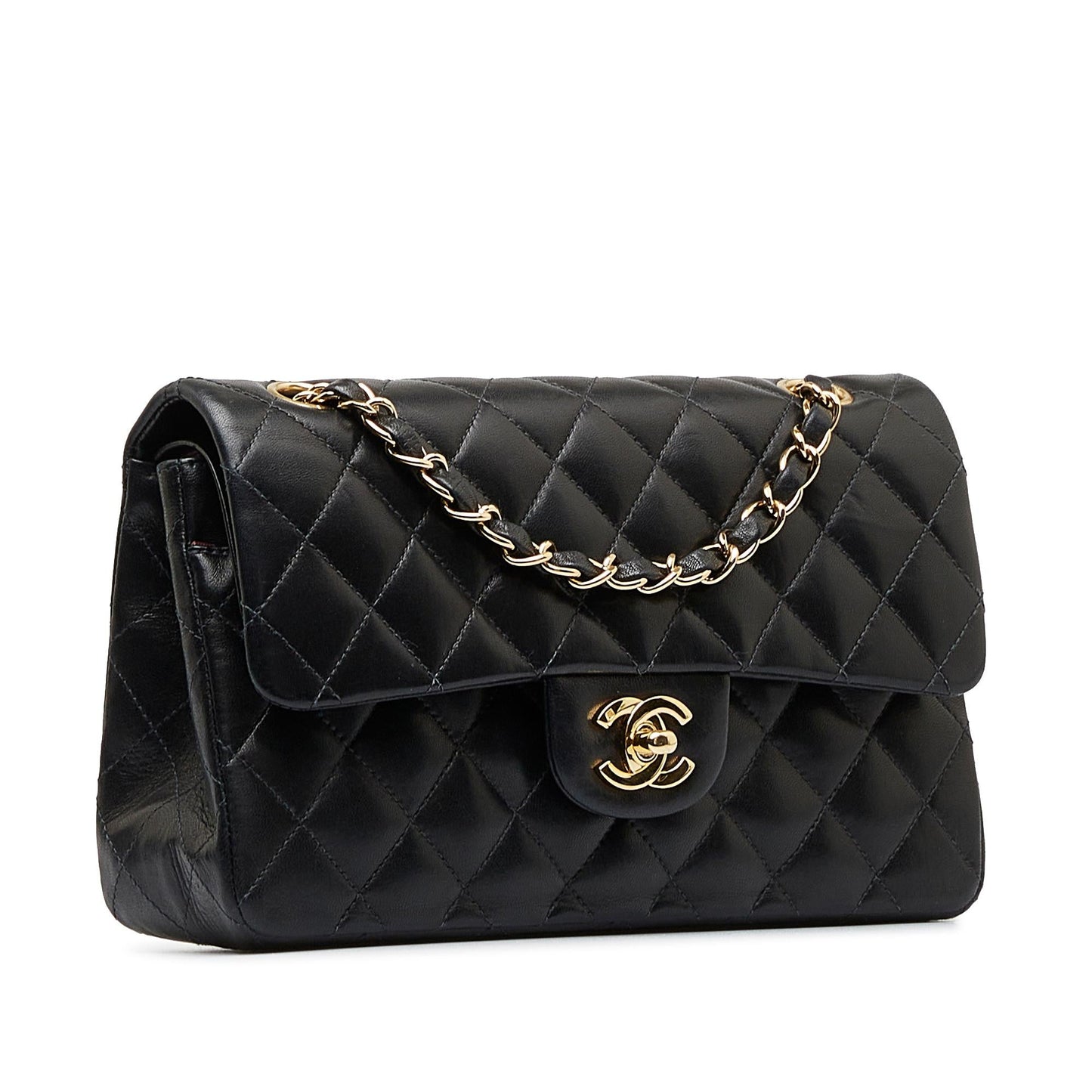 Chanel Small Classic Lambskin Leather Double Flap Bag (SHG-acYIYl)