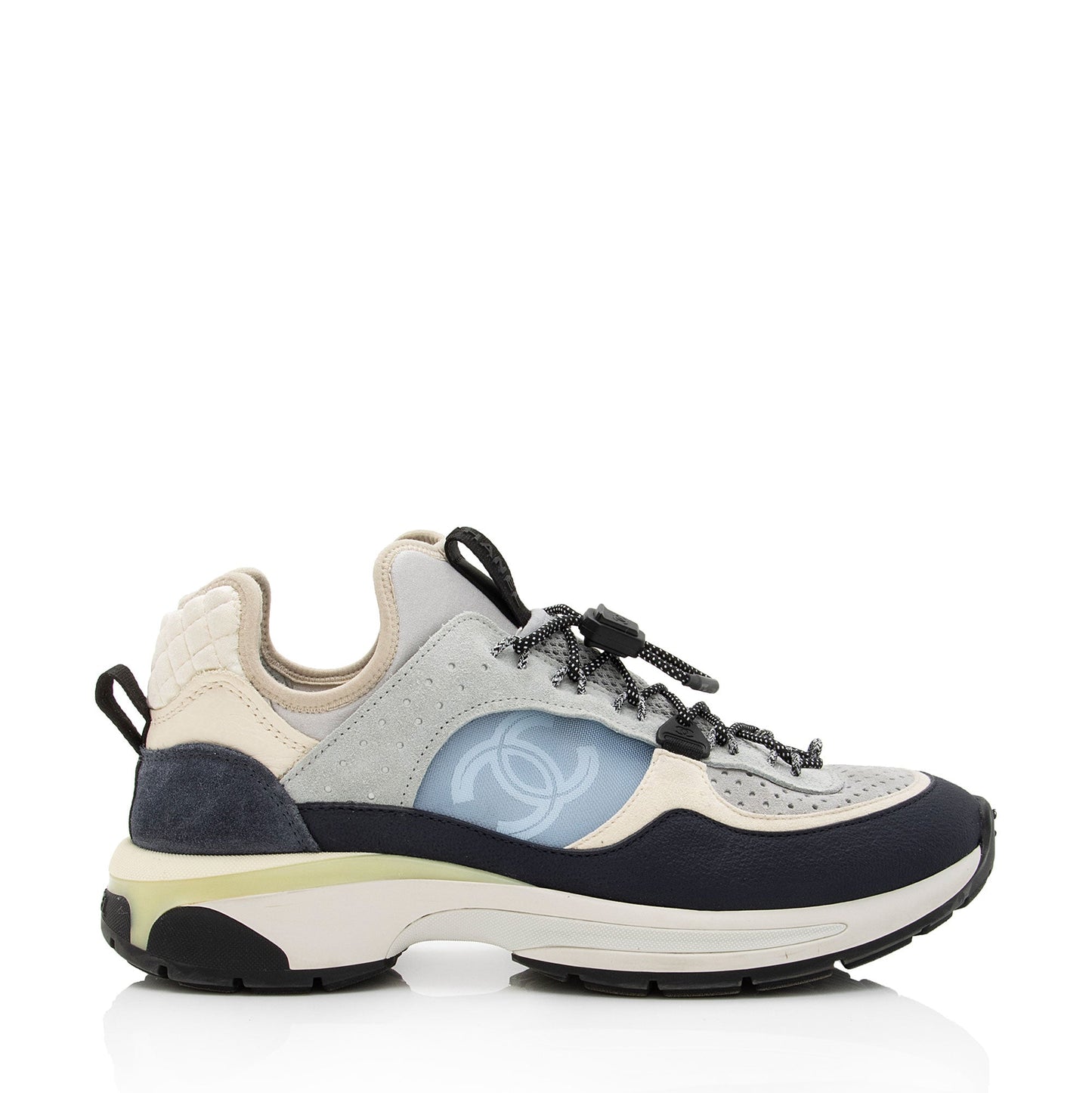 Chanel Suede Calfskin Quilted Fabric CC Sneakers - Size 10 / 40 (SHF-A0Zb1v)