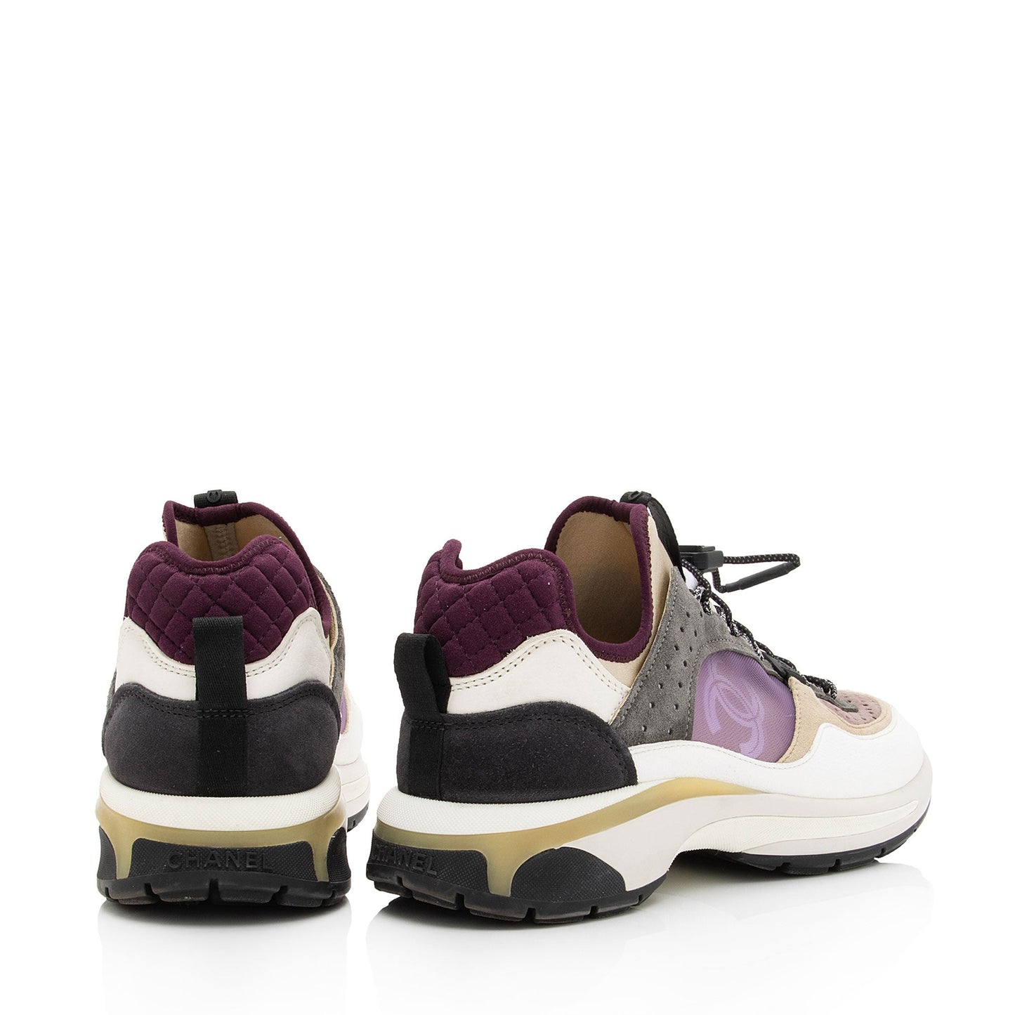 Chanel Suede Calfskin Quilted Fabric CC Sneakers - Size 10 / 40 (SHF-dKSiYL)