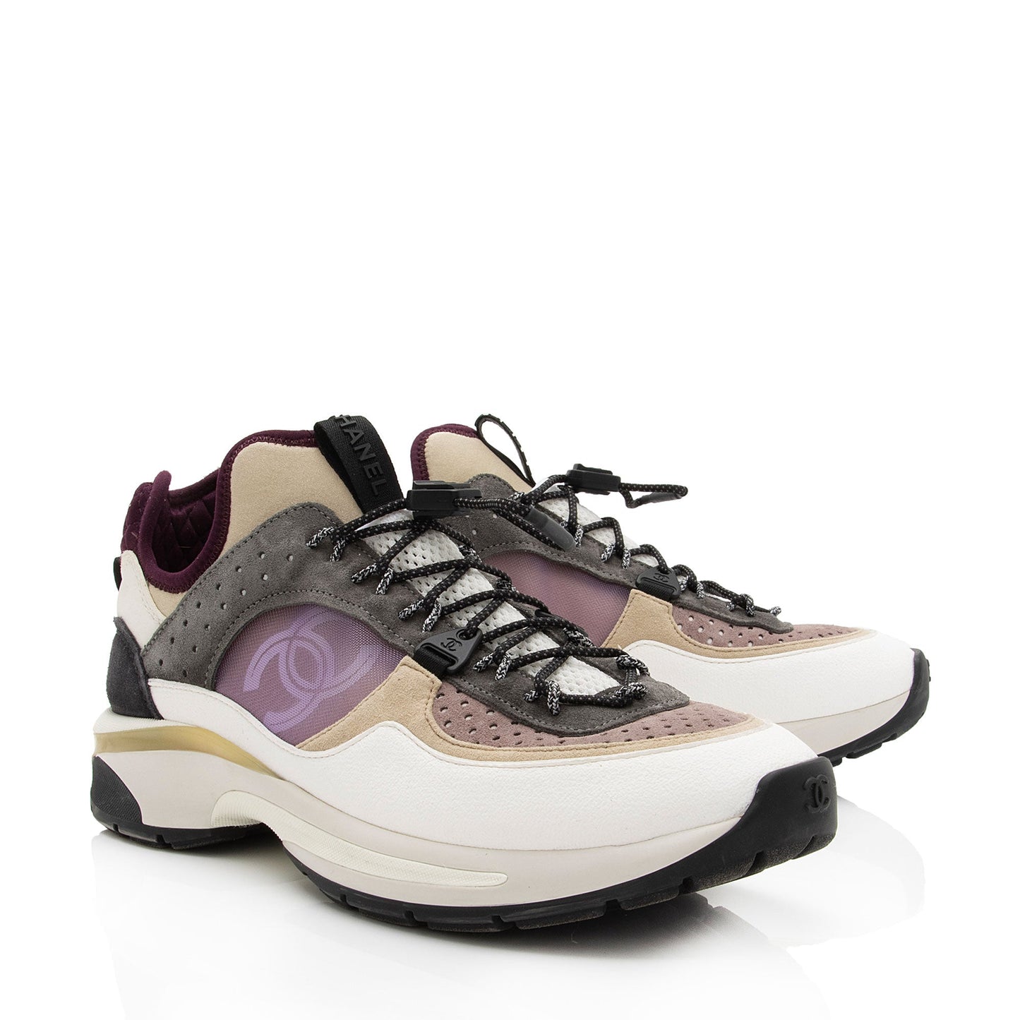 Chanel Suede Calfskin Quilted Fabric CC Sneakers - Size 10 / 40 (SHF-dKSiYL)