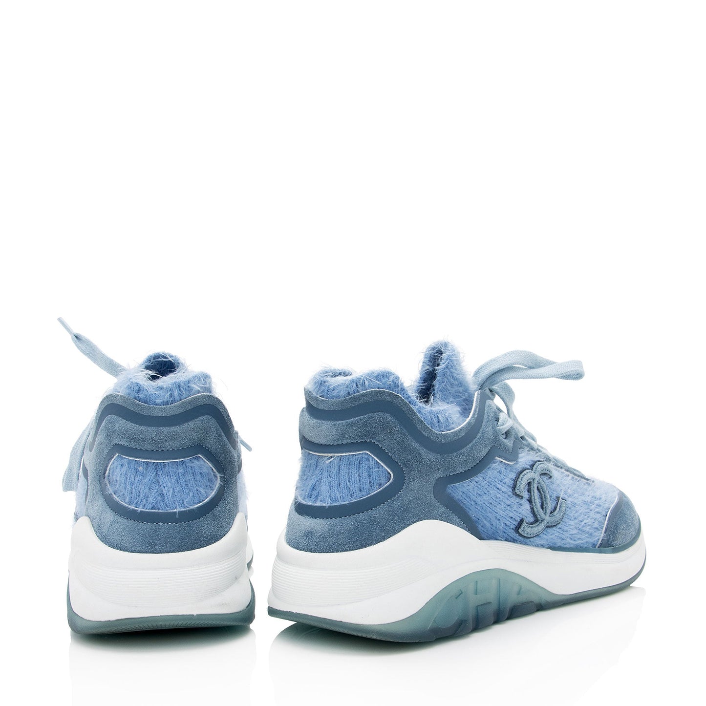 Chanel Suede Calfskin Stretch Fabric CC Sneakers - Size 8.5 / 38.5 (SHF-K53gSx)