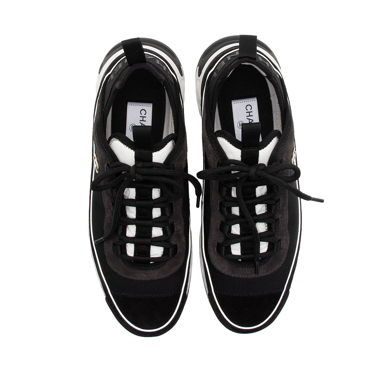 Chanel Suede Mesh CC Cap Toe Sneakers - Size 10.5 / 40.5 (SHF-ASezZ0)