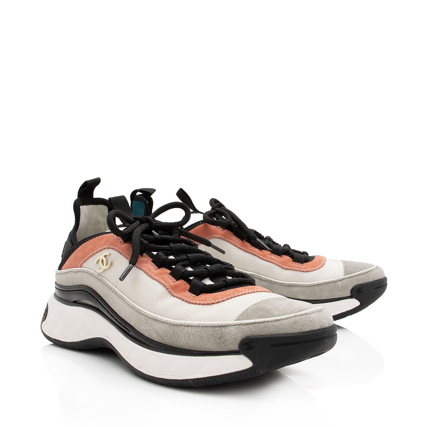 Chanel Suede Mesh CC Cap Toe Sneakers - Size 10.5 / 40.5 (SHF-4um2RH)