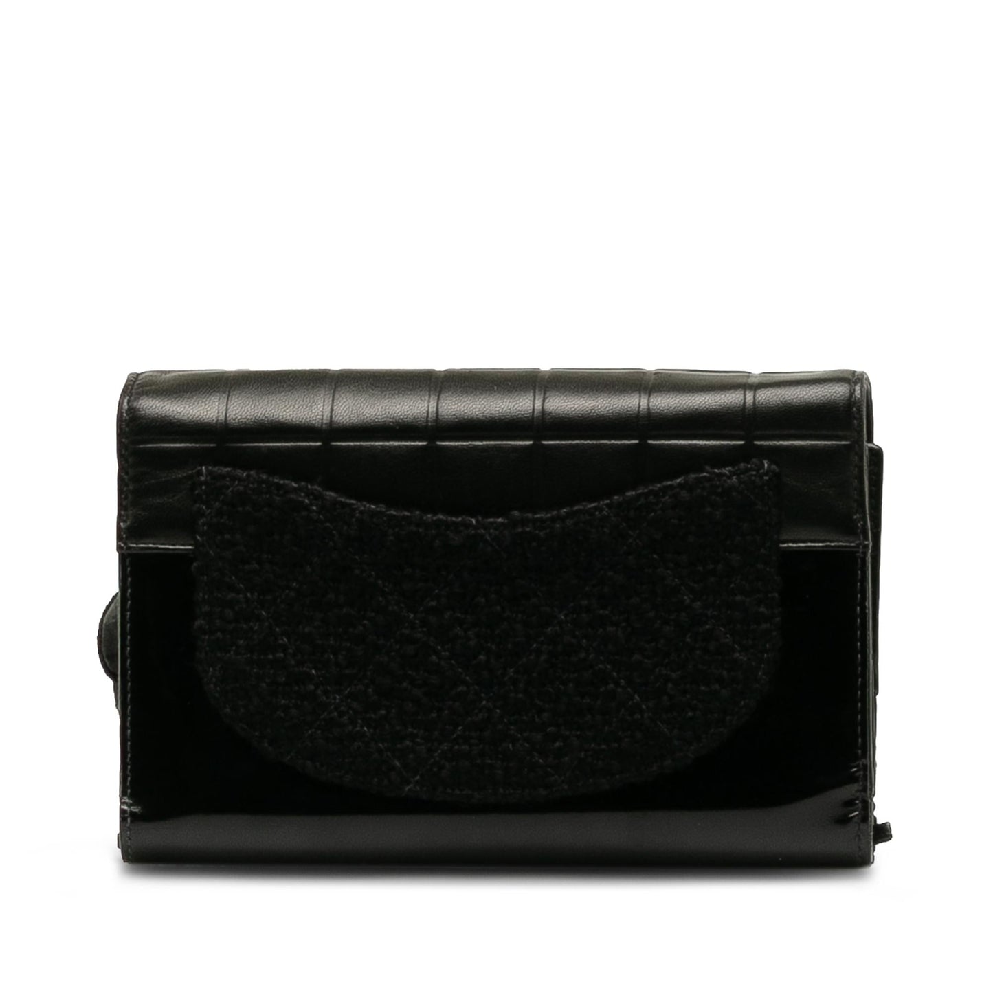 Chanel Tweed Chocolate Bar Camellia Clutch (SHG-6UFZfw)