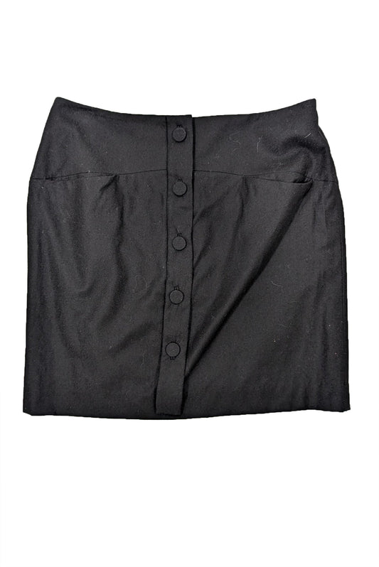 Chloe - Black Button Front Wool Blend Skirt Sz 8