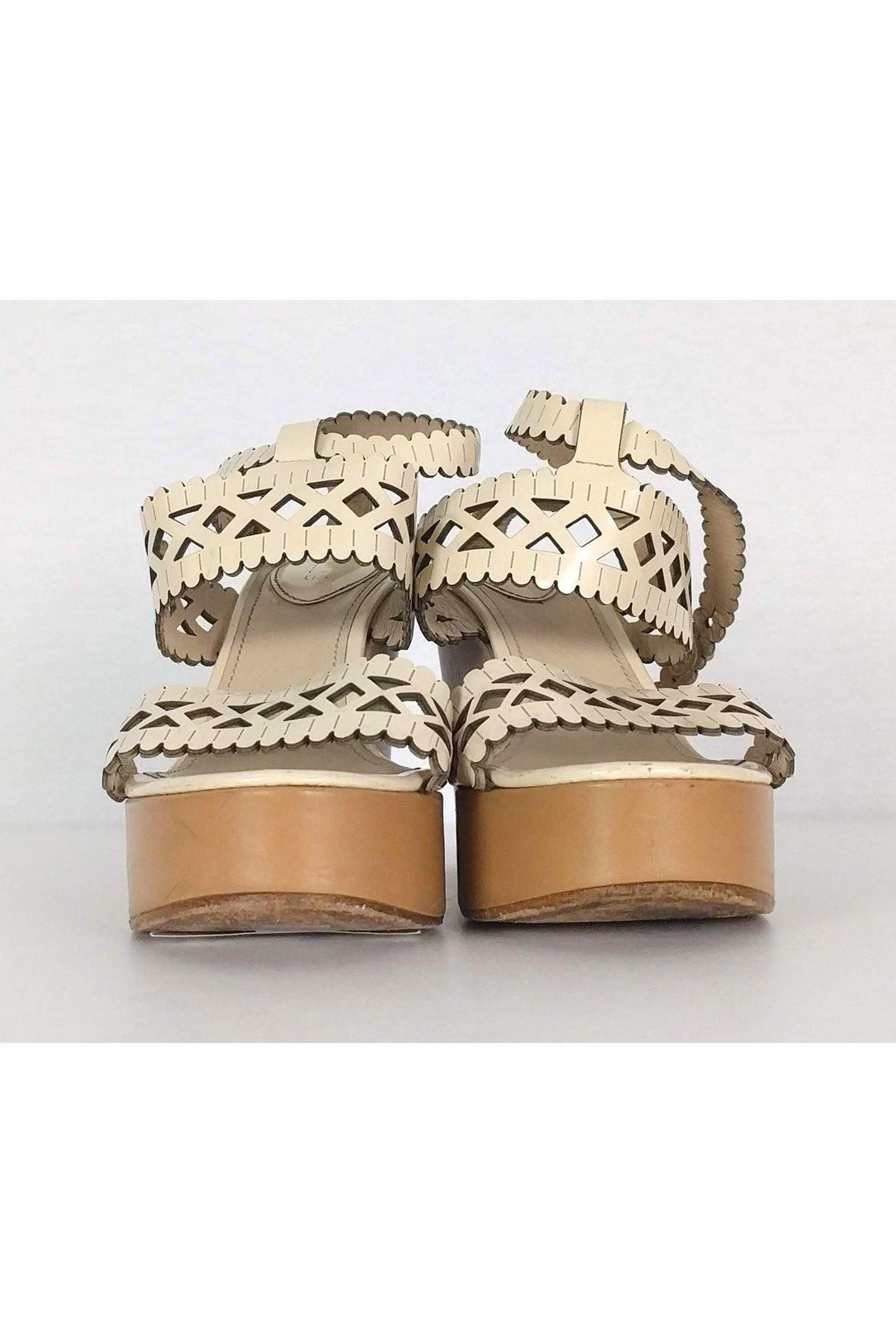 Chloe - Cream Abstract Platform Wedges Sz 9