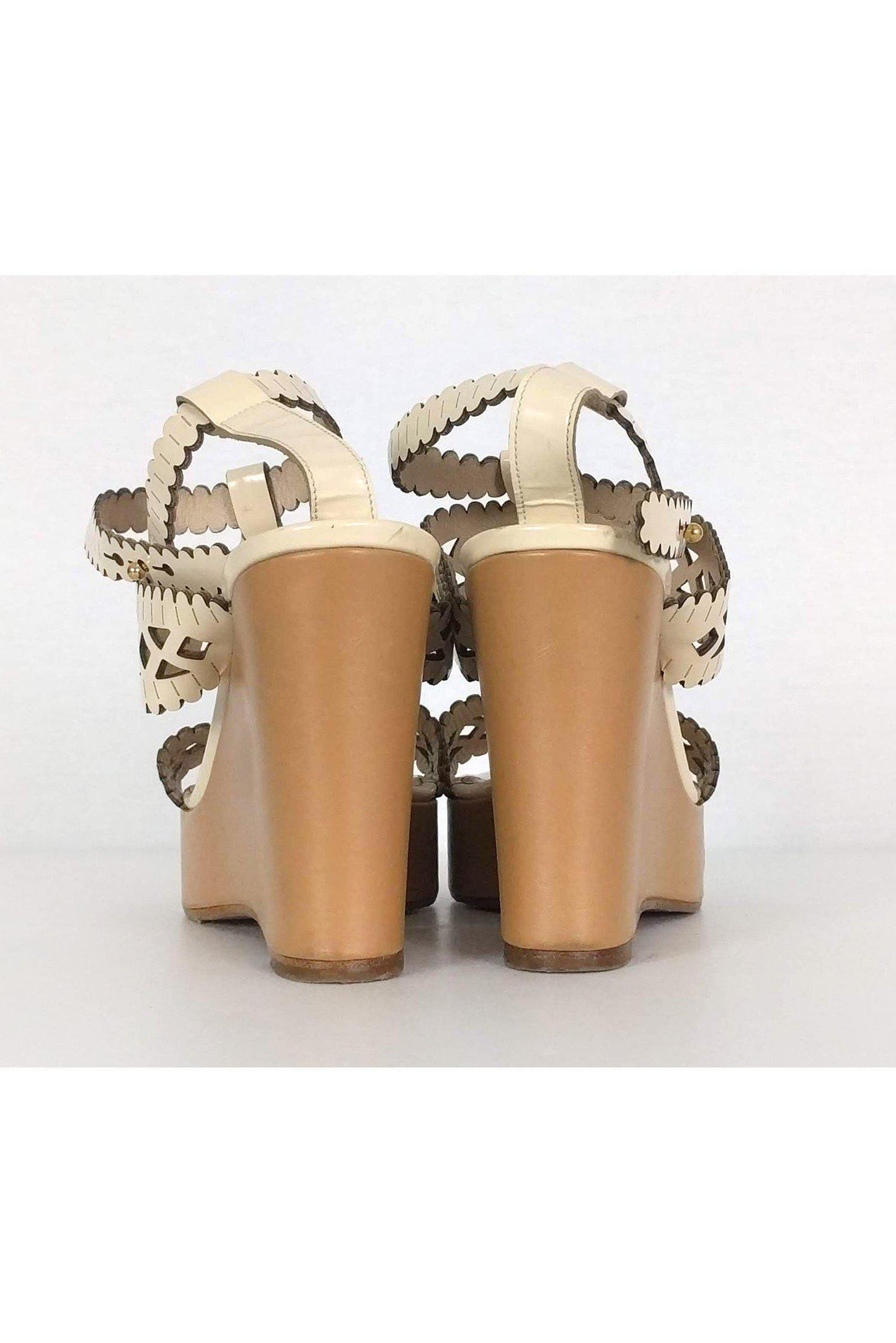 Chloe - Cream Abstract Platform Wedges Sz 9
