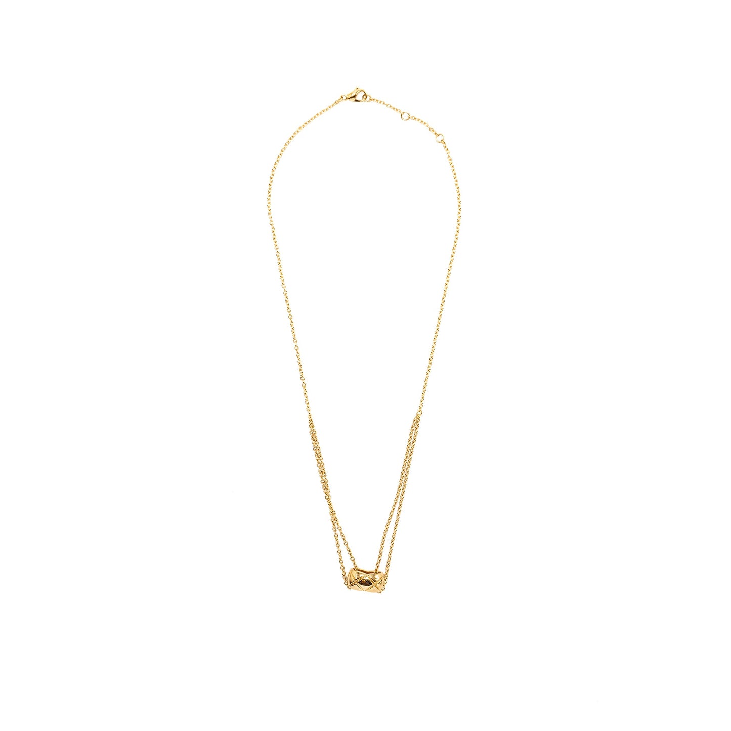 Chanel Coco Crush Necklace Quilted Motif Yellow Gold