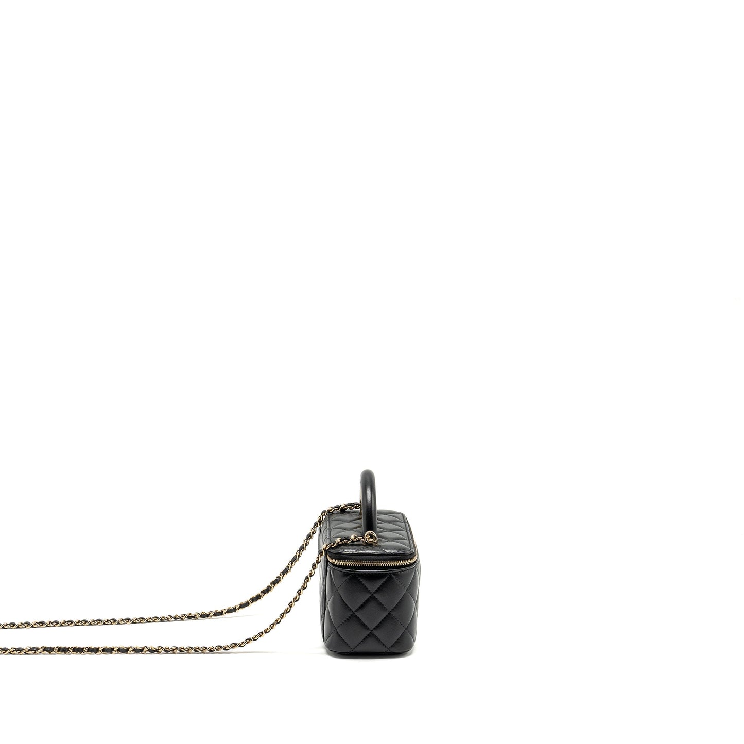 Chanel Top Handle Long Vanity Case Lambskin BLACK LGHW (Microchip)