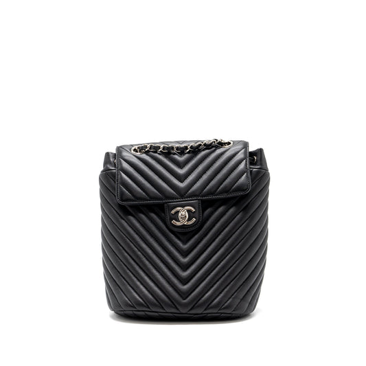 Chanel Small Urban Spirit  Backpack Chevron Calfskin Black SHW