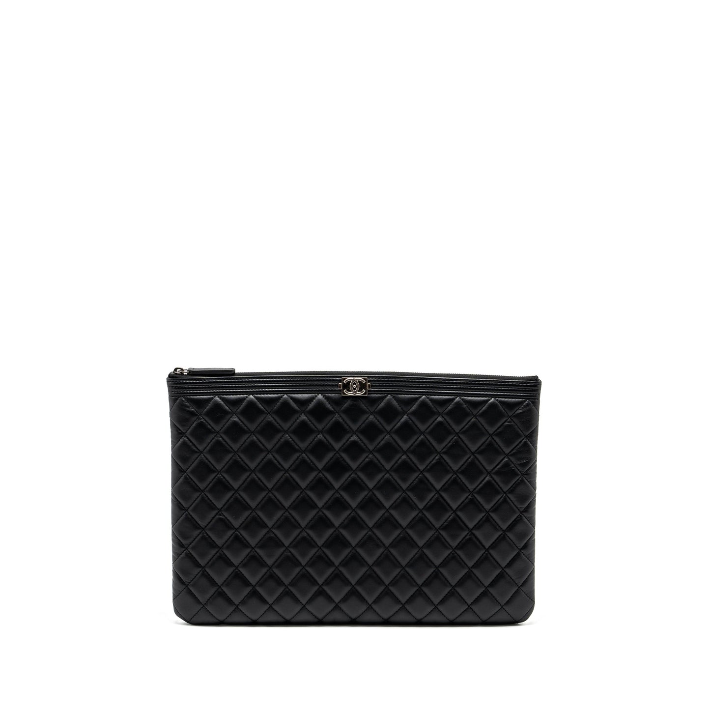 Chanel Boy Pouch Lambskin Black Ruthenium Hardware