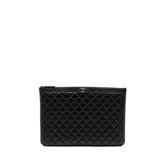 Chanel Boy Pouch Lambskin Black Ruthenium Hardware