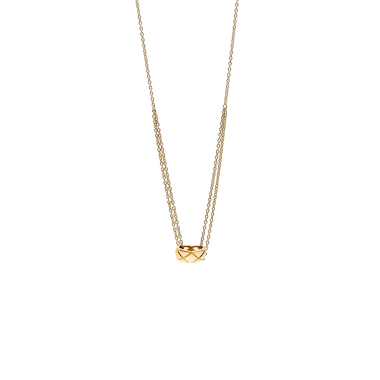 Chanel Coco Crush Necklace Quilted Motif Yellow Gold