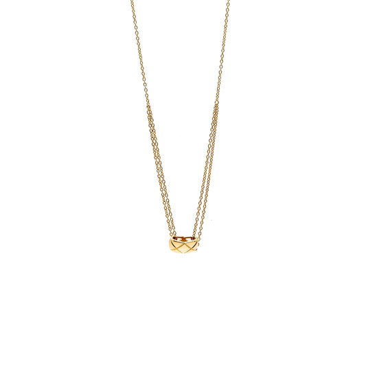 Chanel Coco Crush Necklace Quilted Motif Yellow Gold