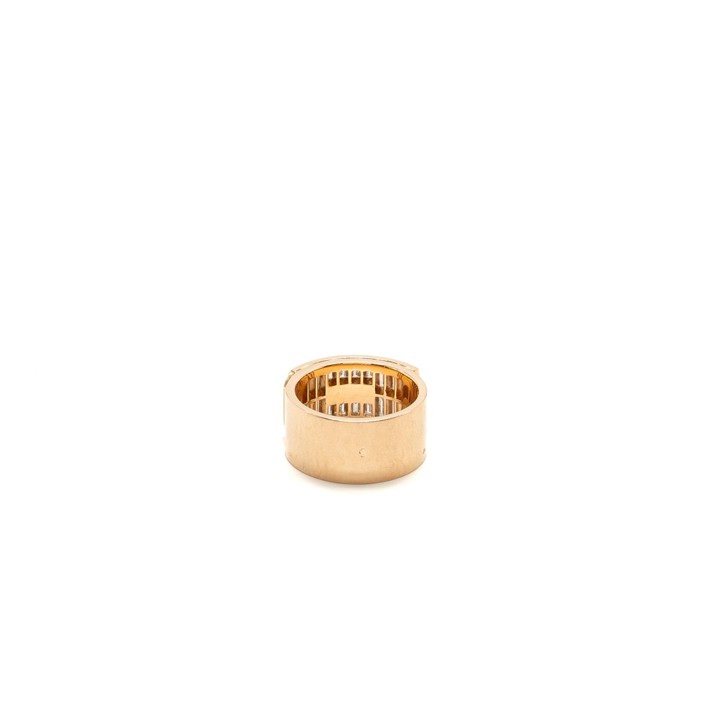 Hermes Size 55 Kelly Baguettes Ring, Large Model Rose Gold With Diamonds