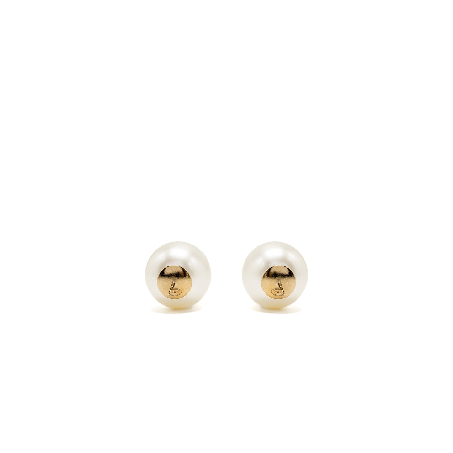 Chanel Giant Pearl Earrings Gold Tone