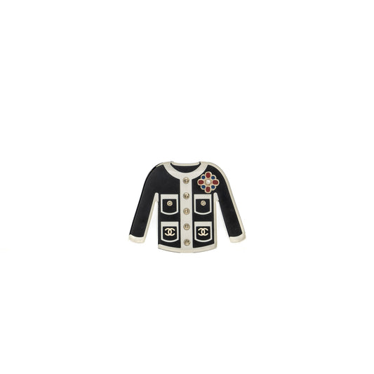 Chanel little jacket brooch black light gold tone