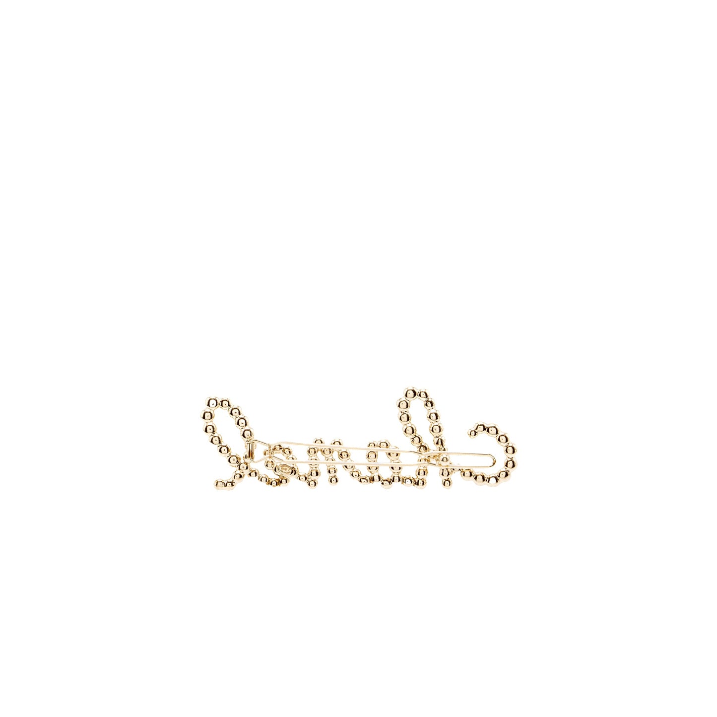 Chanel Letter Hair Clip with Crystal/Pearl Light Gold Tone