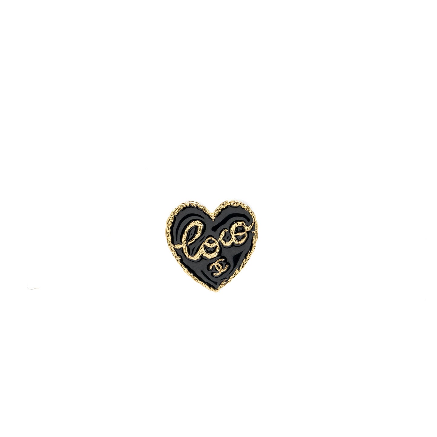 Chanel coco heart brooch black / gold tone