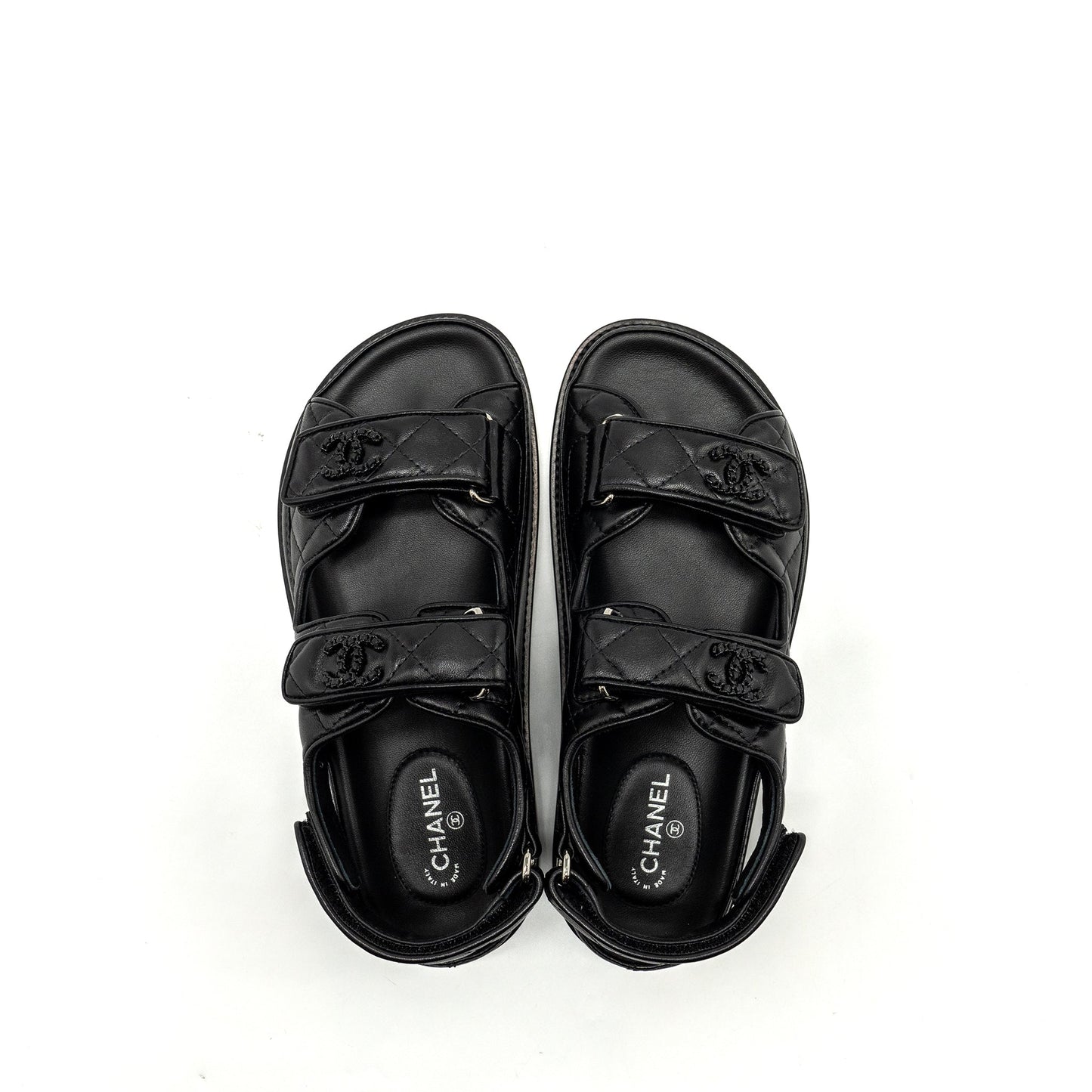Chanel Size 36 Dad Sandals Lambskin So Black