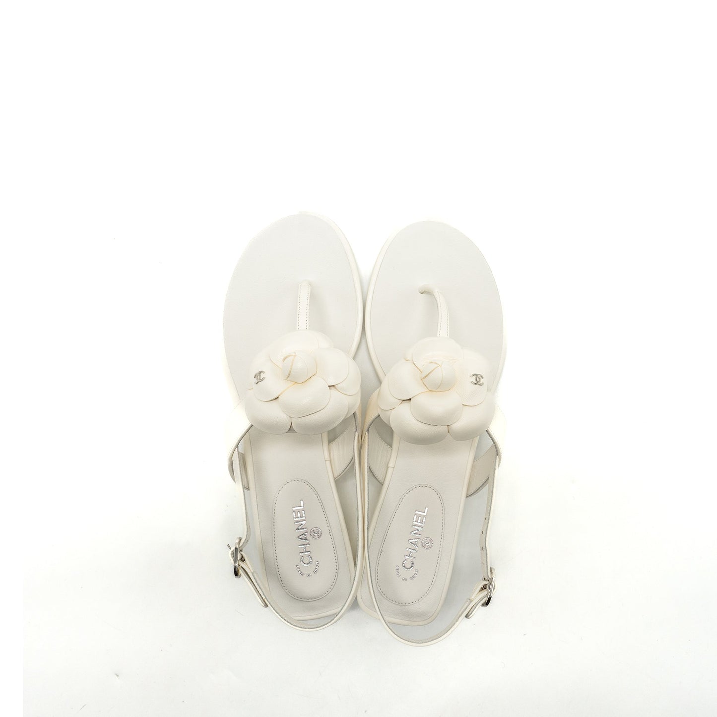 Chanel Size 39 Camellia Sandals white
