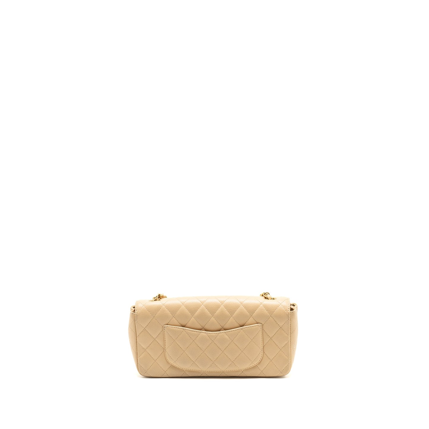 Chanel East-West Flap Shoulder Bag Caviar Beige GHW