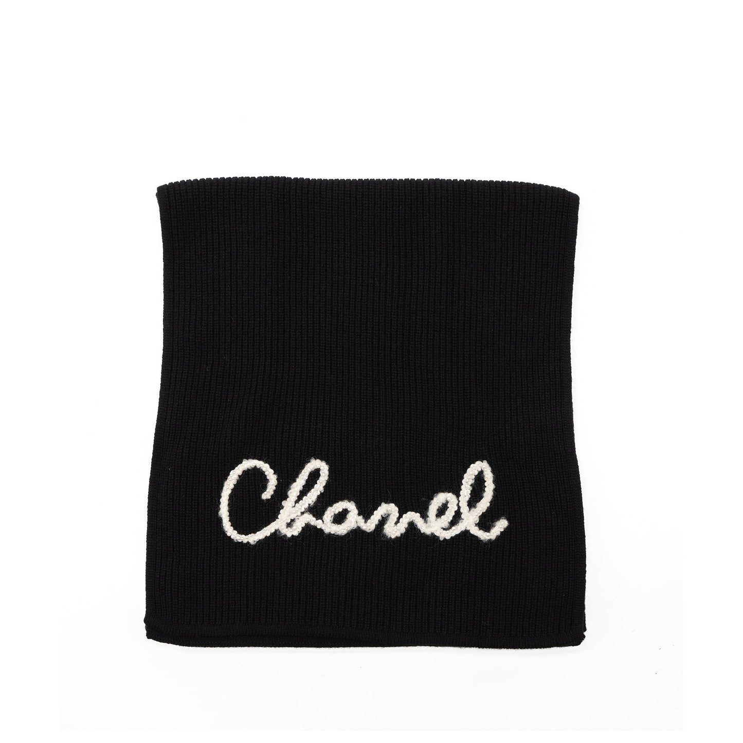 Chanel Letter Scarf Cashmere Black/White
