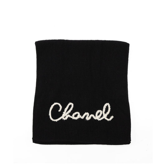 Chanel Letter Scarf Cashmere Black/White