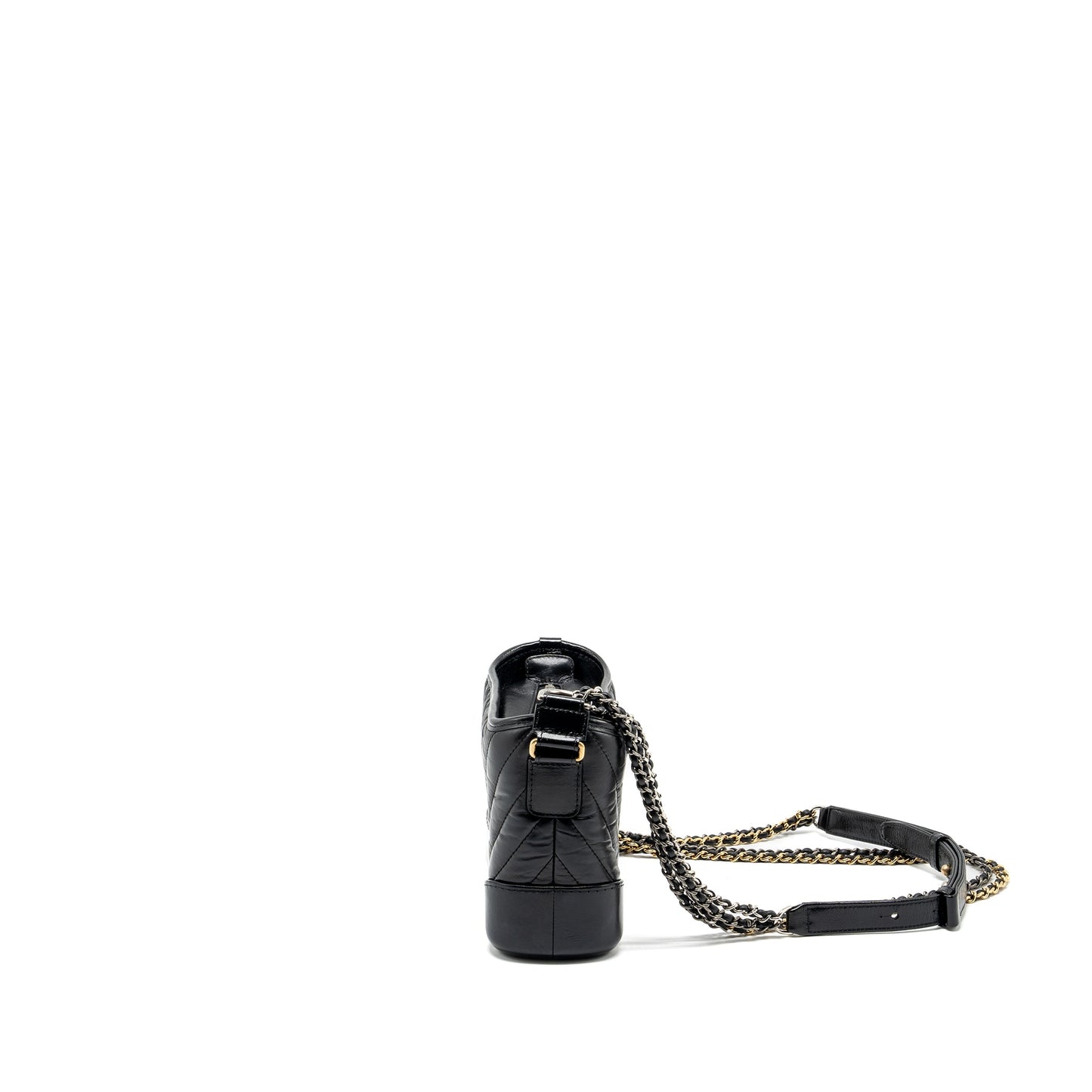 Chanel SMALL Gabrielle Hobo Bag Chevron Aged Calfskin BLACK Multicolour Hardware