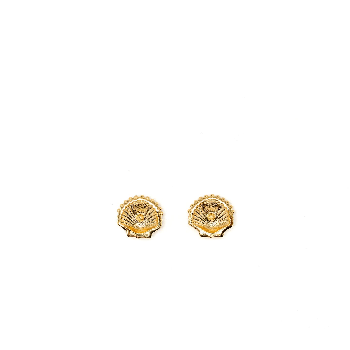 Chanel cc logo shell earrings multicolour crystal gold tone