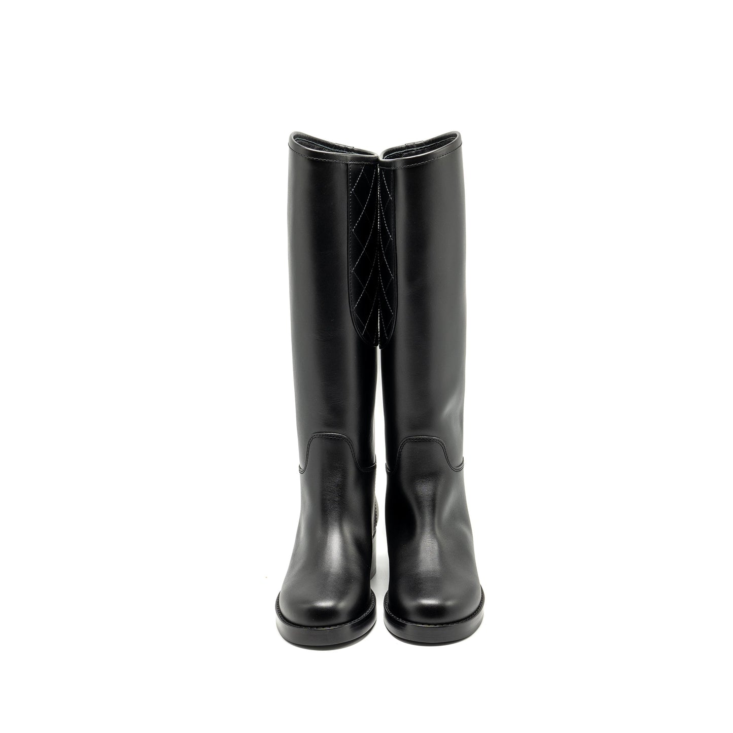 Chanel Size 38 CC Logo High Boots Calfskin Black