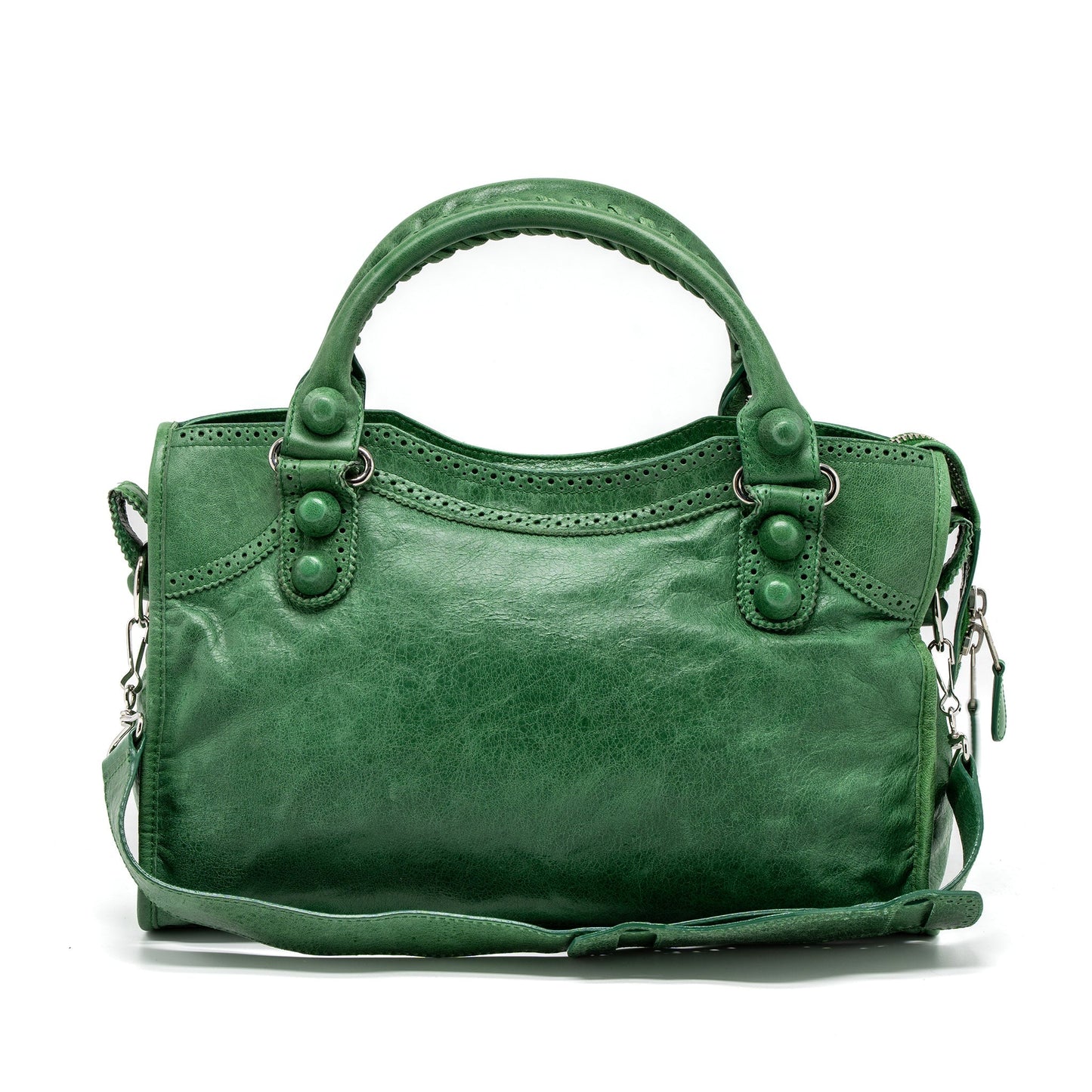 Balenciaga Lace City Bag Leather Green SHW