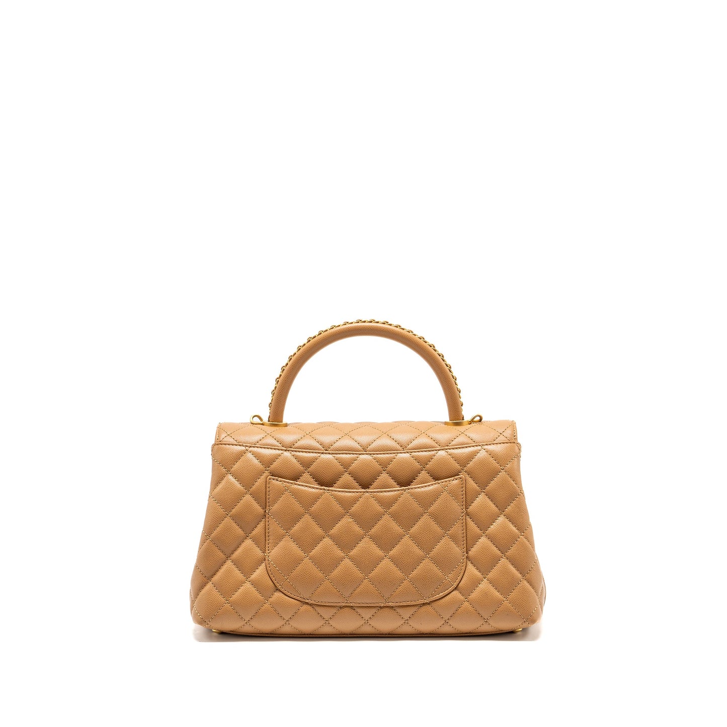 Chanel Medium Coco Handle Caviar Dark Beige GHW (microchip)