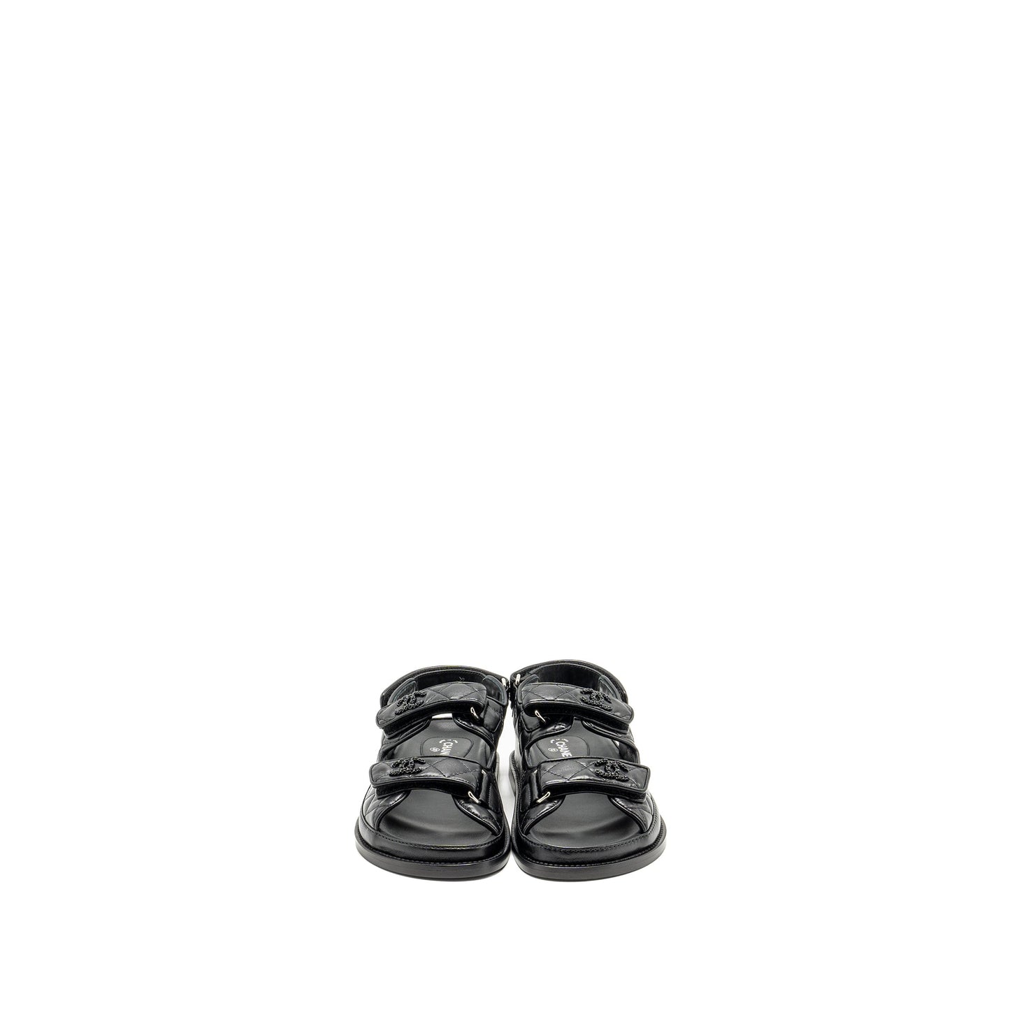 Chanel Size 36 Dad Sandals Lambskin So Black