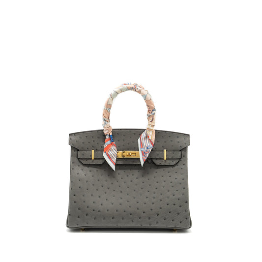 Hermes birkin 30 Ostrich 0L Gris Meyer GHW Stamp U
