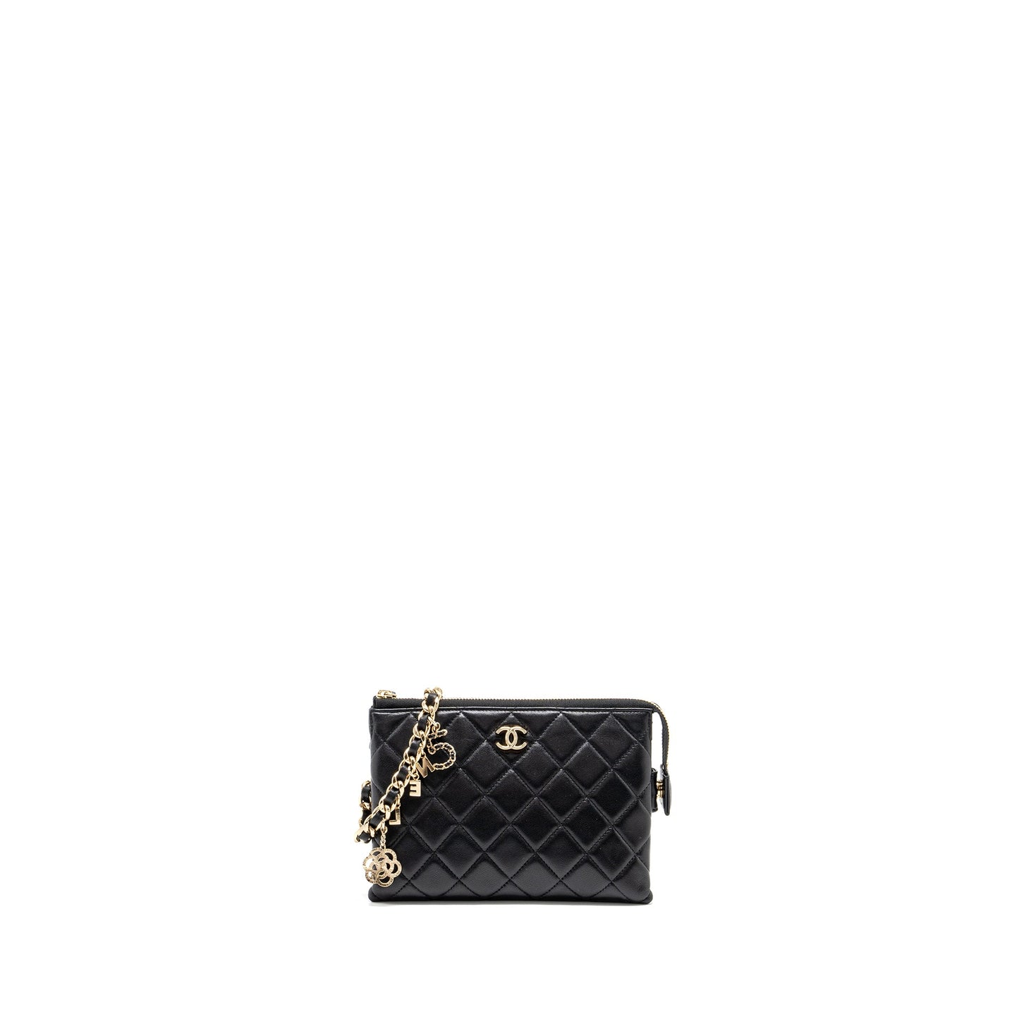 Chanel Coco Charms Quilted Pouch Bag Lambskin Black GHW
