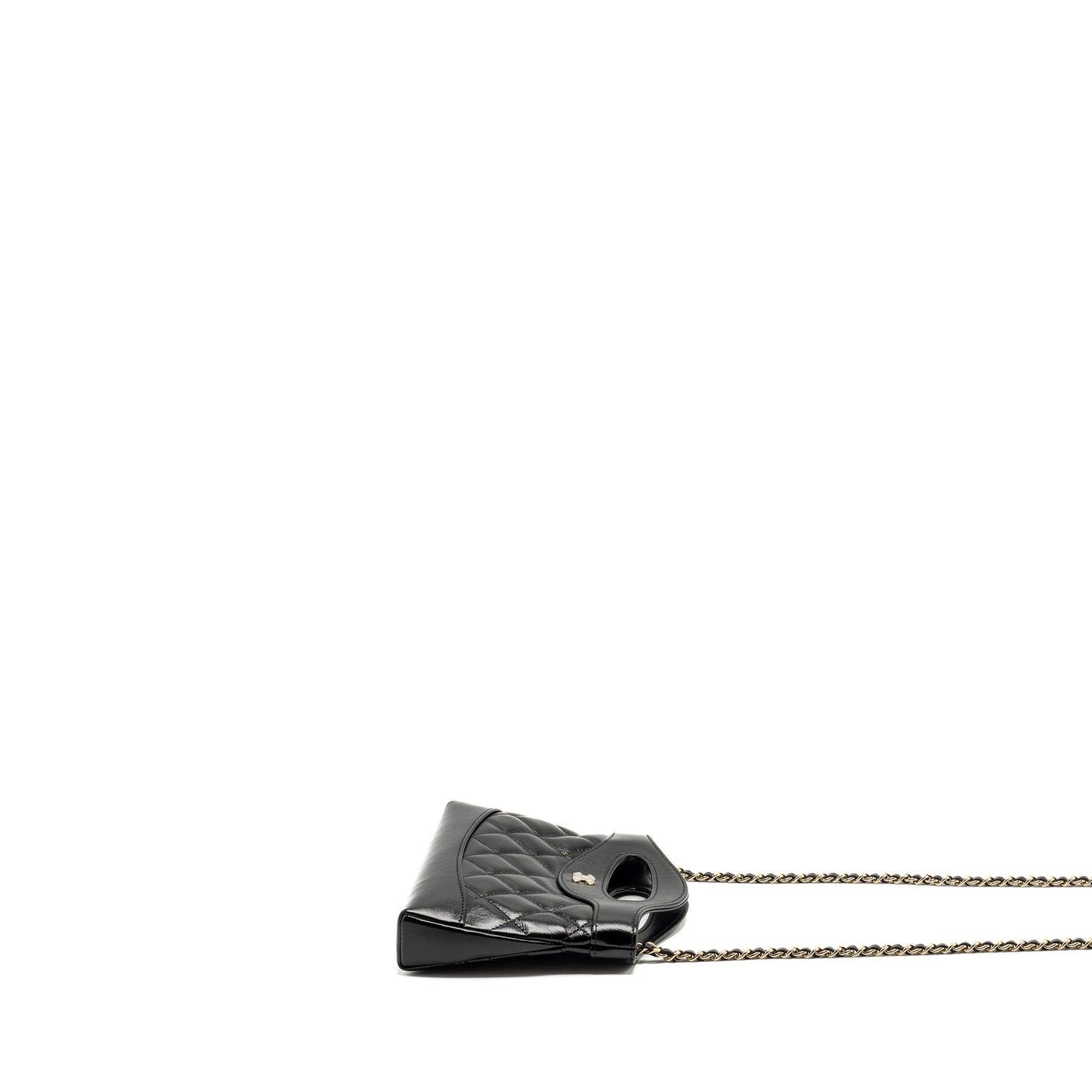 Chanel mini 31 Clutch with Chain Shiny Calfskin Black LGHW (Microchip)