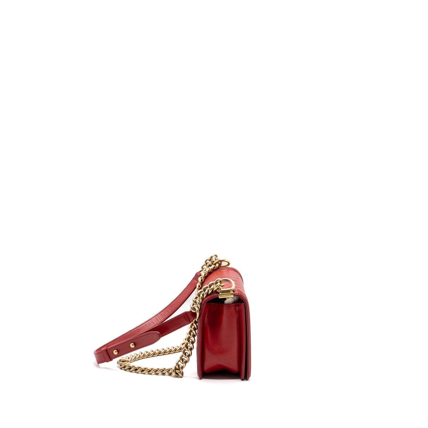 Chanel Medium Boy Bag Lambskin Red Brushed GHW