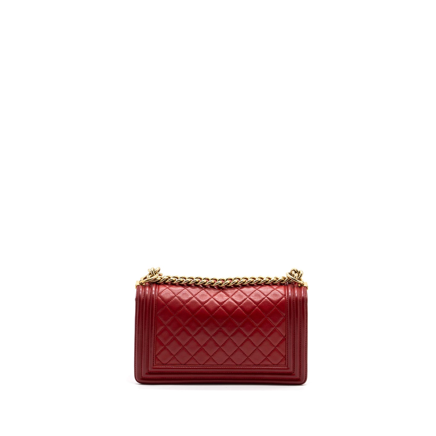 Chanel Medium Boy Bag Lambskin Red Brushed GHW