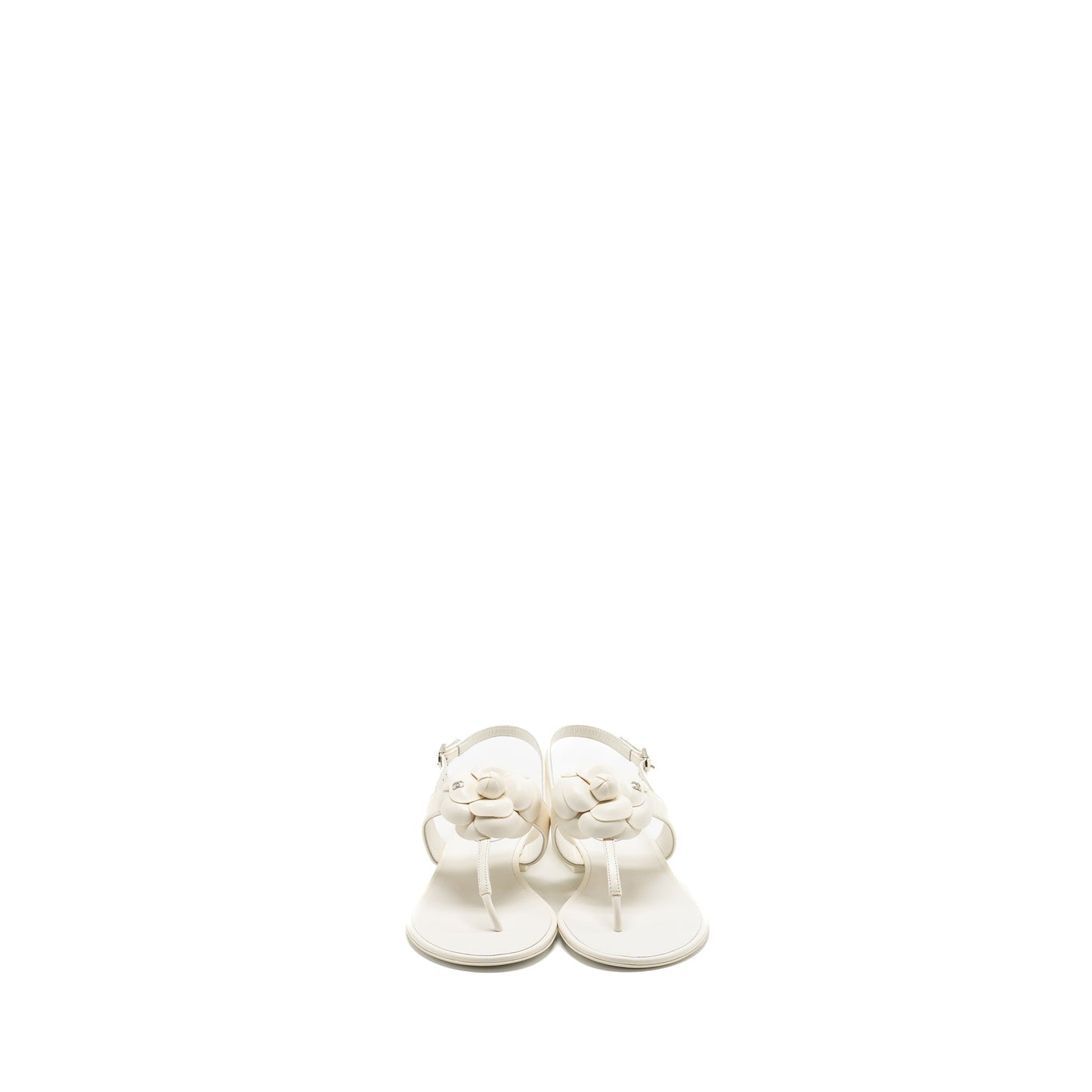 Chanel Size 39 Camellia Sandals white