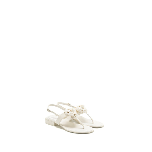Chanel Size 39 Camellia Sandals white