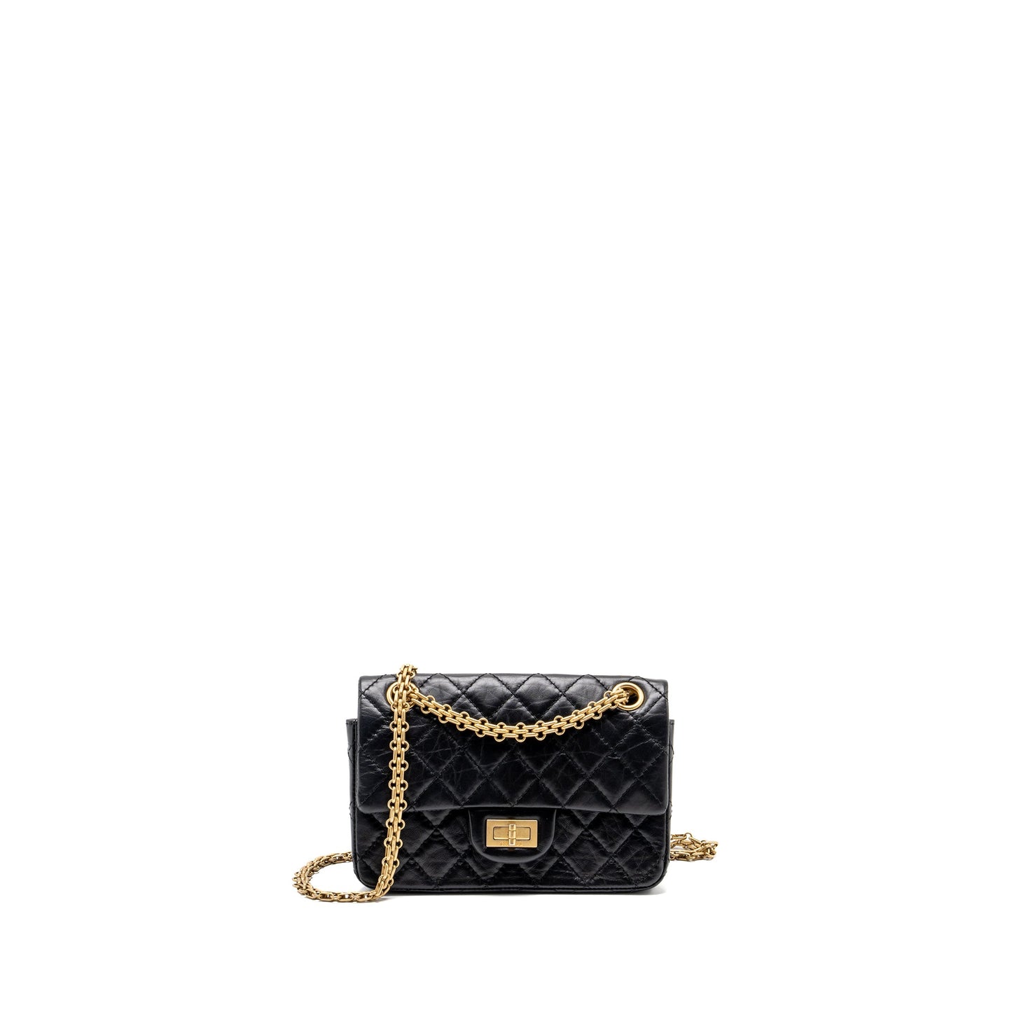 Chanel mini 2.55 reissue flap bag aged calfskin black GHW