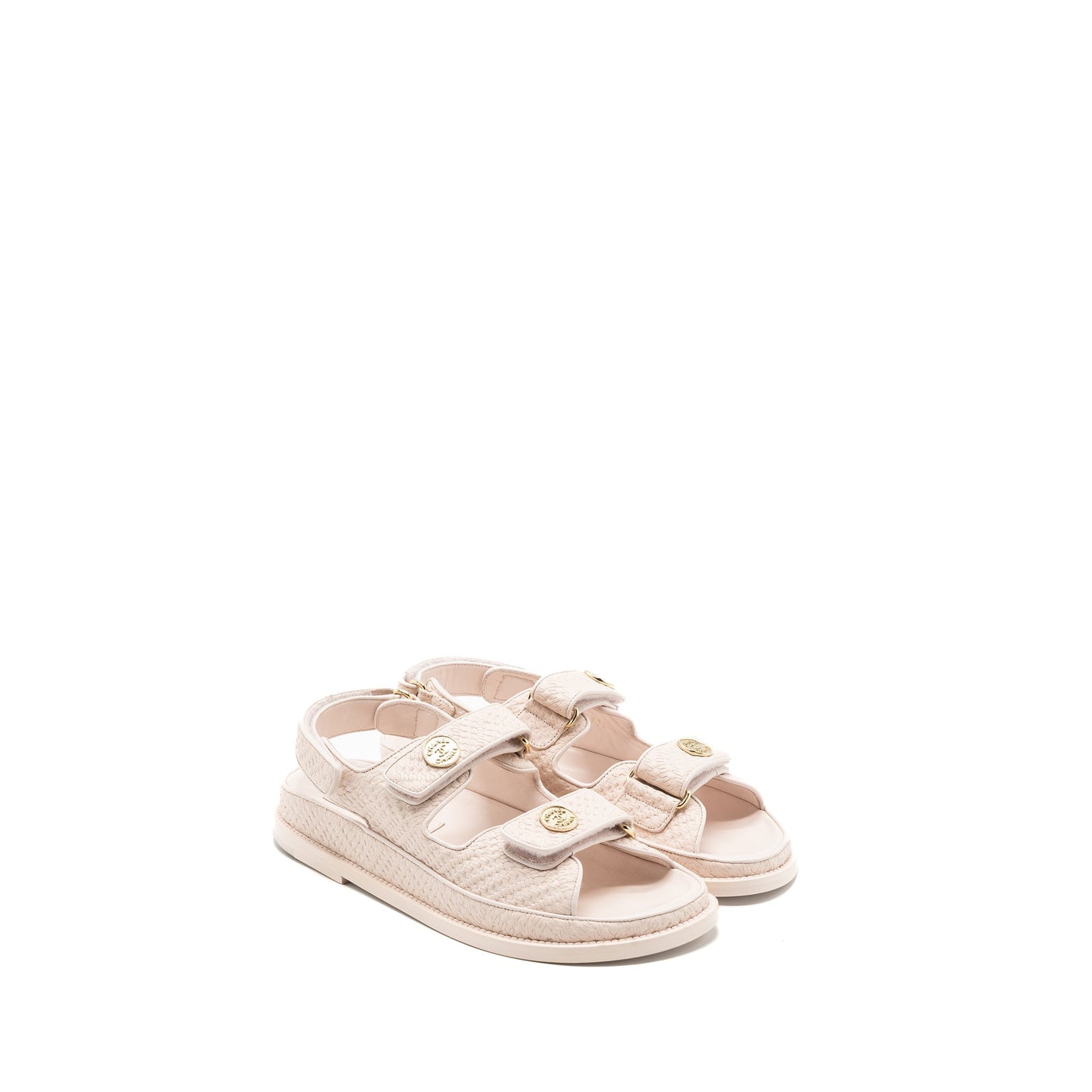 Chanel Size 37.5 Dad Sandals Medallion Light Pink GHW