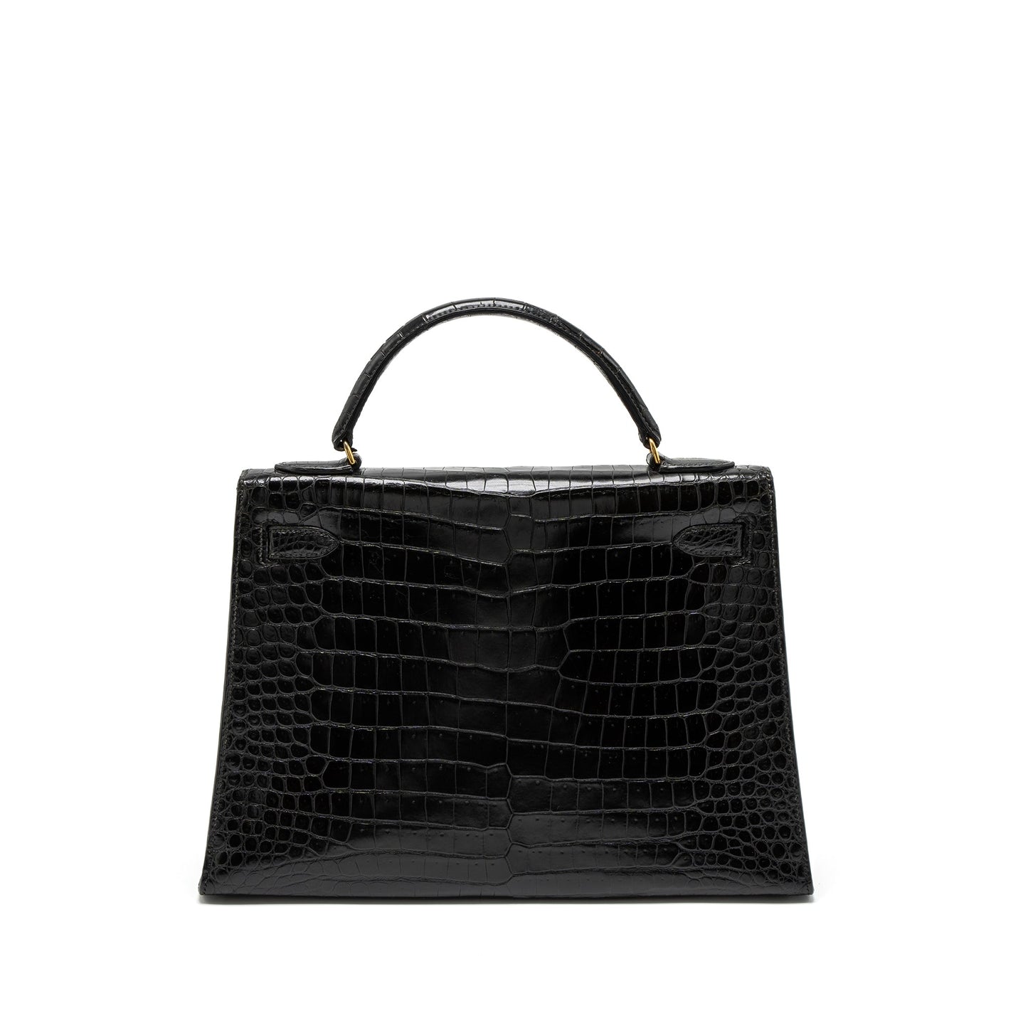 Hermes Kelly 32 Shiny Crocodile Porosus Black GHW Stamp Circle Q